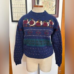 VINTAGE WOOLRICH: 100% WOOL Mallard Duck Speckle Sweater *SZ. M (BLUE-MULTI)